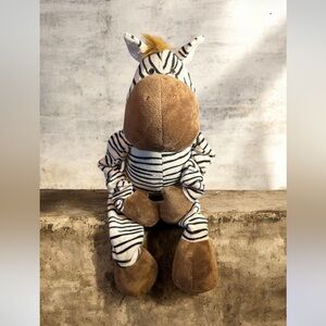 Vintage large zebra plush squeaker floppy hands and feet 21 inches